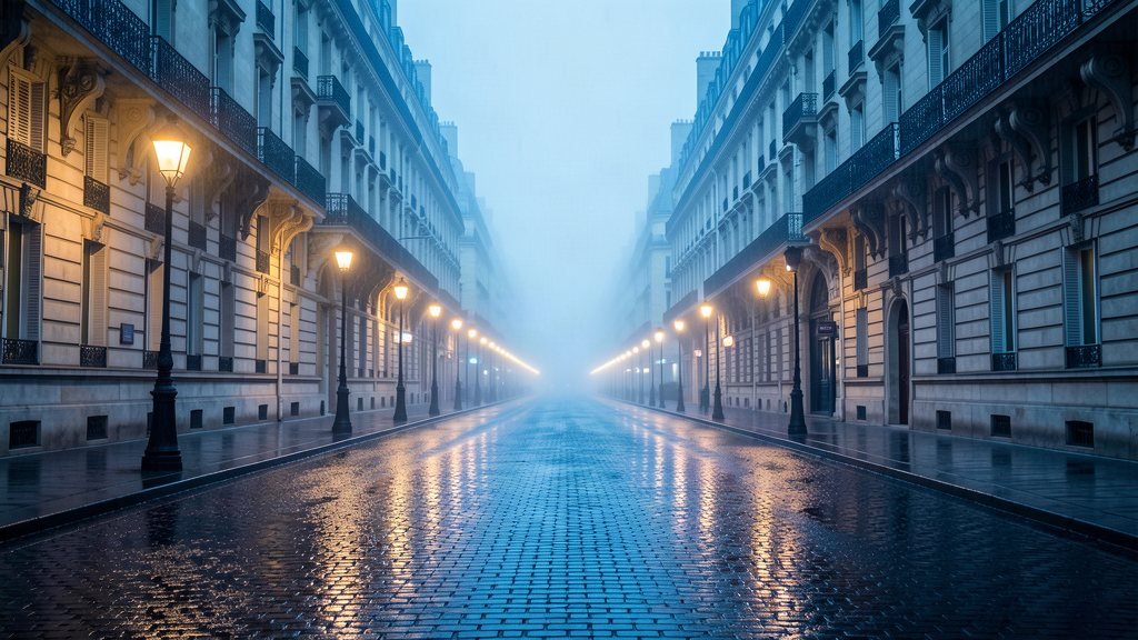 Rue parisienne au crépuscule, le métier de chauffeur en ville